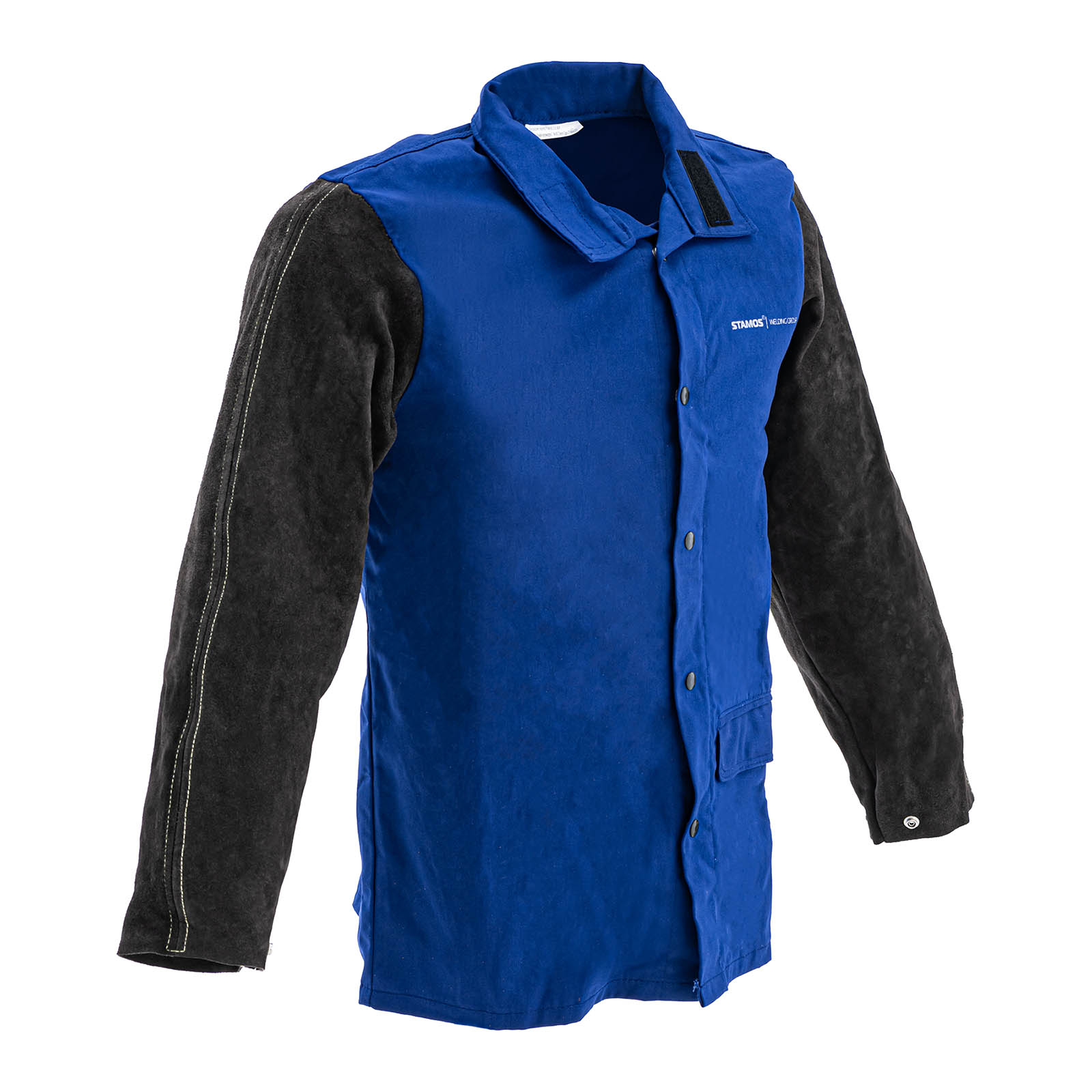 Casaco de soldadura de couro rachado de vaca - Size L - preto e azul