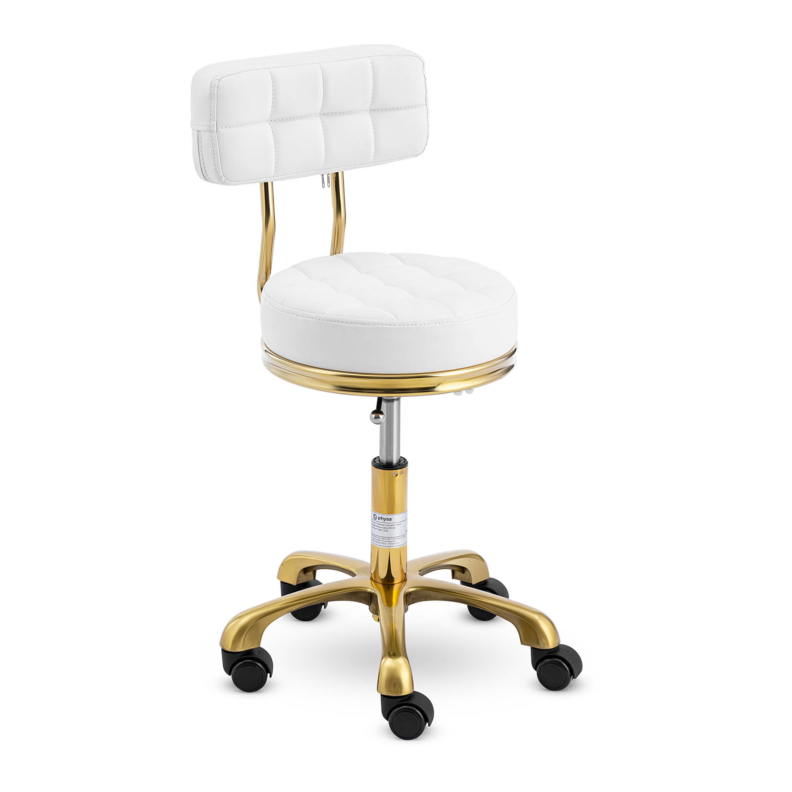 Cadeira cosmética com rodas - 51 - cm - 150 kg - branco